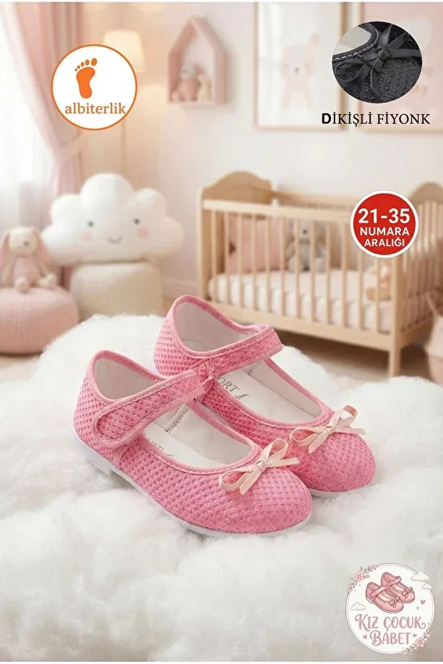 Детские балетки для девочек с бантом Albishoes, Pink