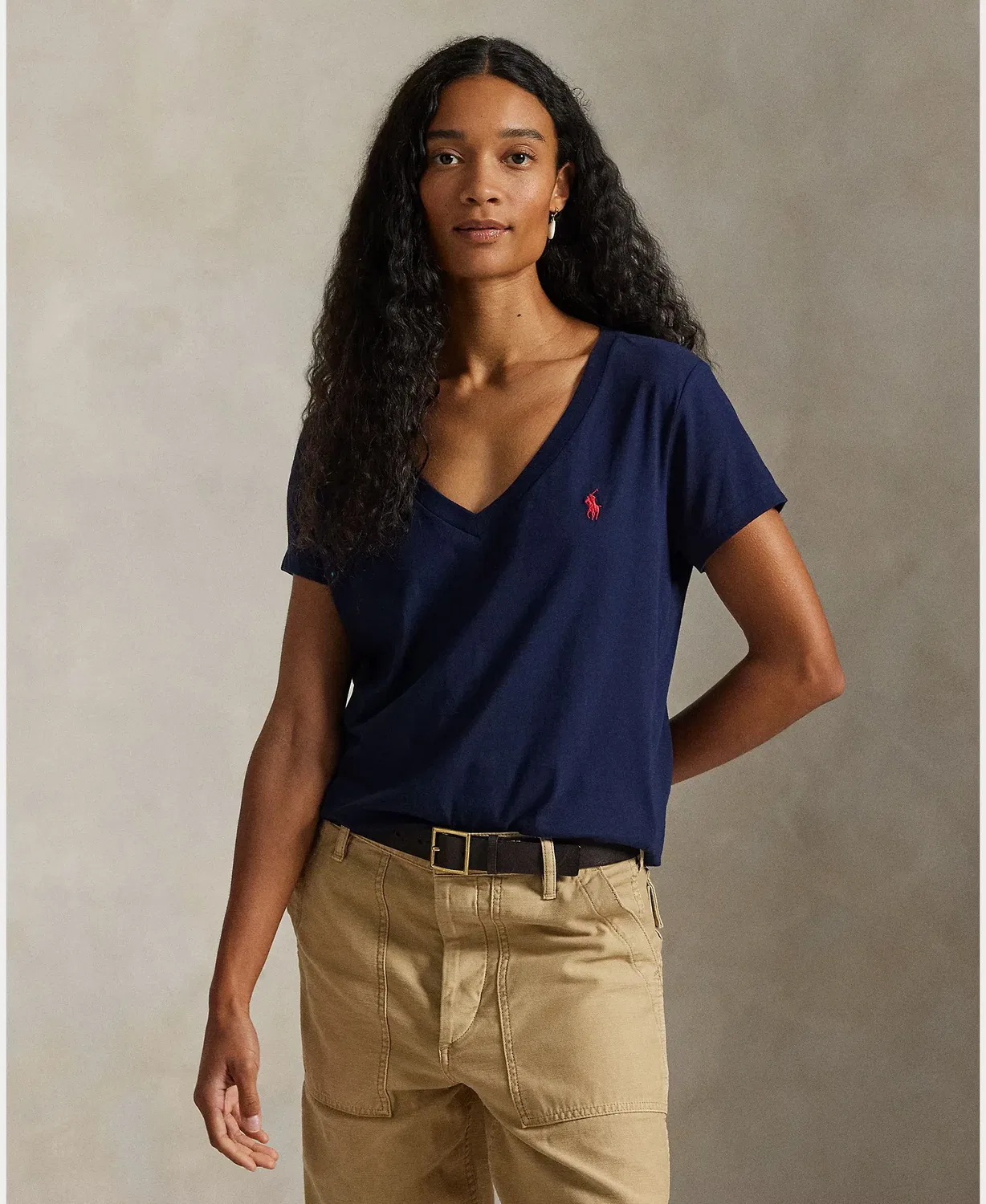 Женская футболка хлопковая с принтом Polo Ralph Lauren, Azul Marino