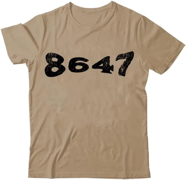 Футболка с принтом V-образным вырезом Retro 8647, Khaki