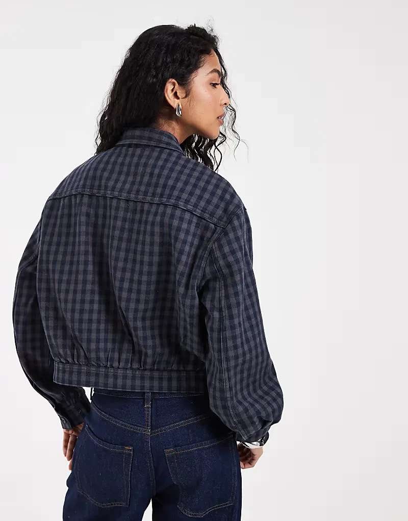 Куртка-харрингтон Levi's Dani в клетку в стиле вестерн, синий — фото 4