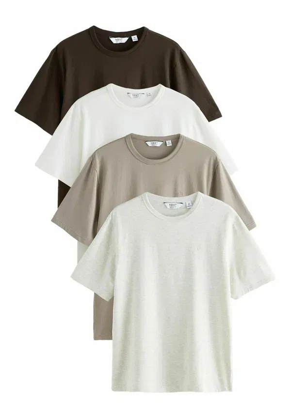 Футболка хлопок Trident T-shirt 4 Pack Next, White, Stone, Neutral Marl, белый/черный — фото 2