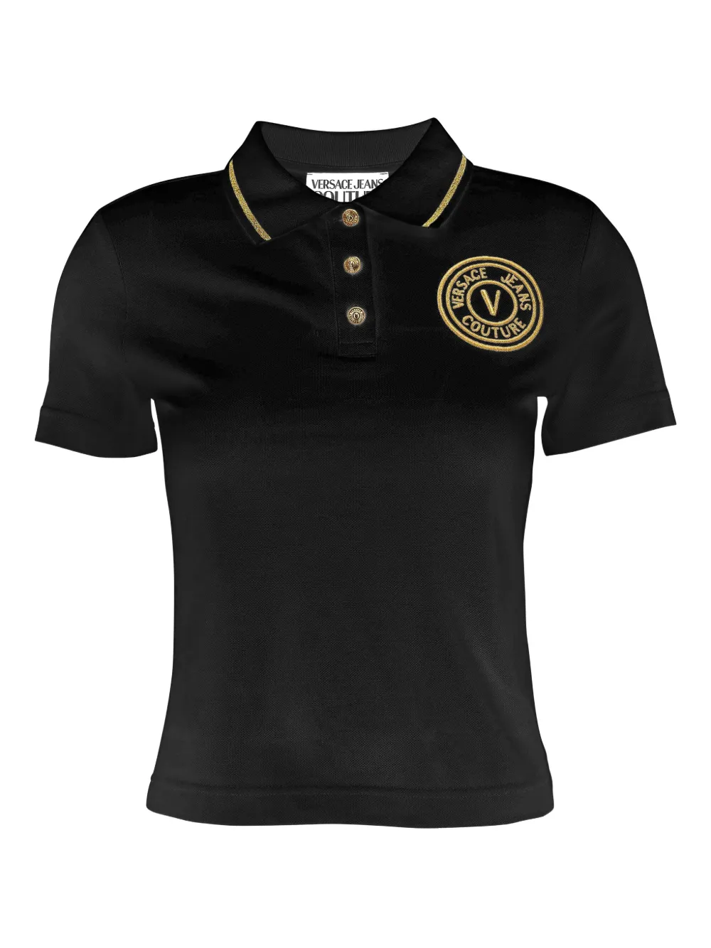 

Рубашка поло с вышитым логотипом Versace Jeans Couture, черный