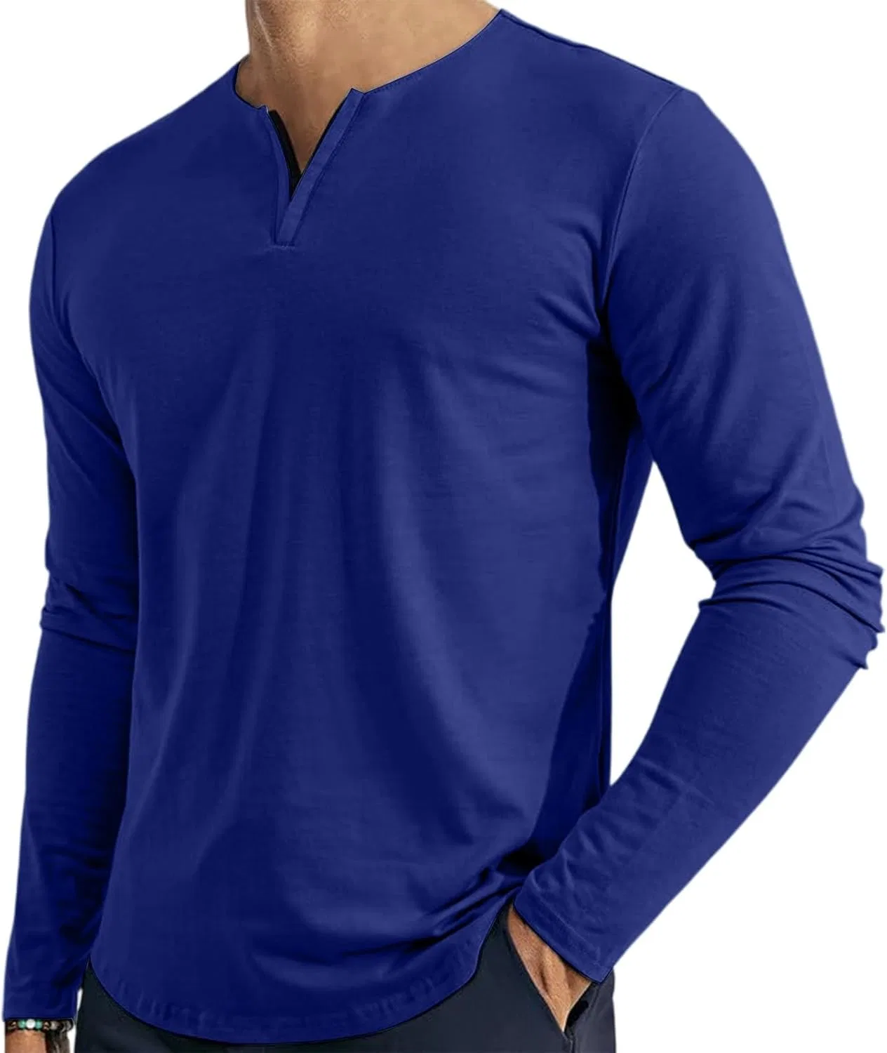 Мужская футболка с V-образным вырезом, S-3XL, Blue