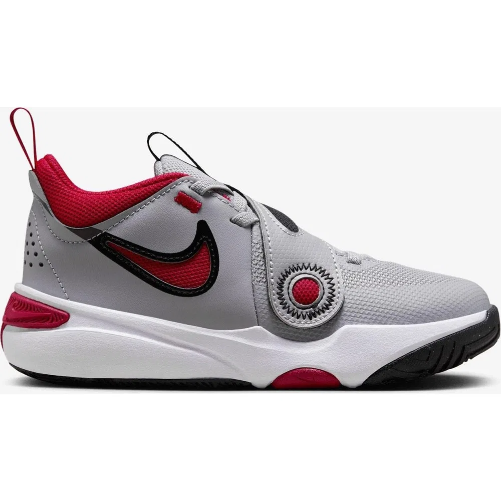 Детские кроссовки для прогулок с эластичными шнурками Team Hustle D 11 Nike, Grey Red — фото 2