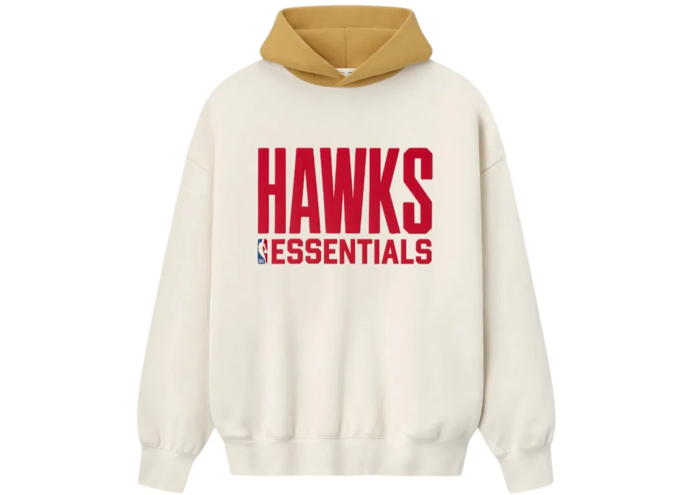 Мужская худи с принтом Fear of God Essentials Atlanta Hawks, Cream/Caramel Yellow — фото 2