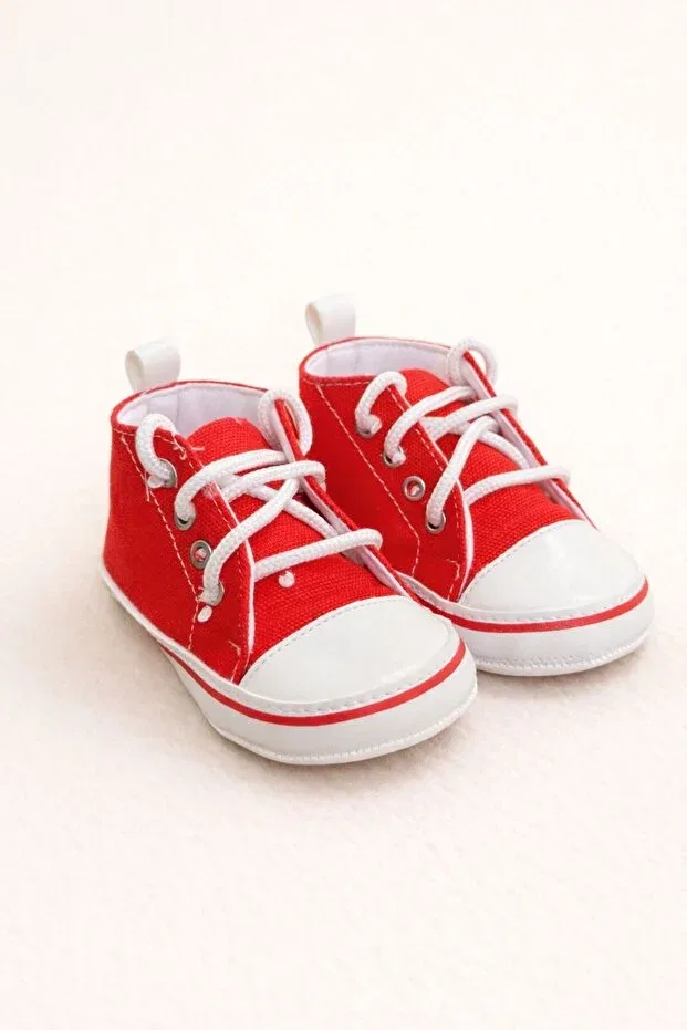 Детские туфли для девочек хлопковые Convers Baby First Step Shoes Minissa, Red — фото 3