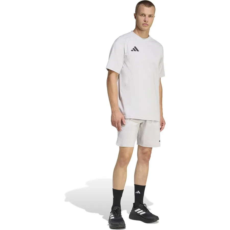 Мужские спортивные шорты с принтом adidas, Светло-серый — фото 3