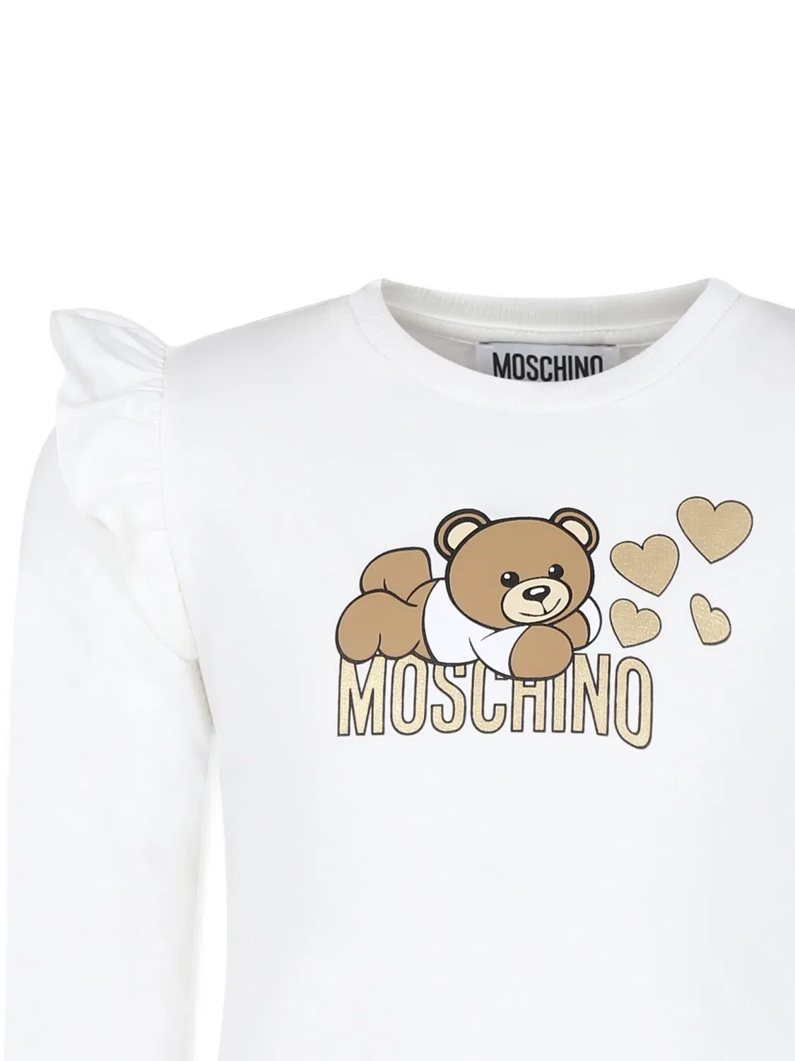 Свитшот с принтом и рюшами на плечах Moschino, белый — фото 3