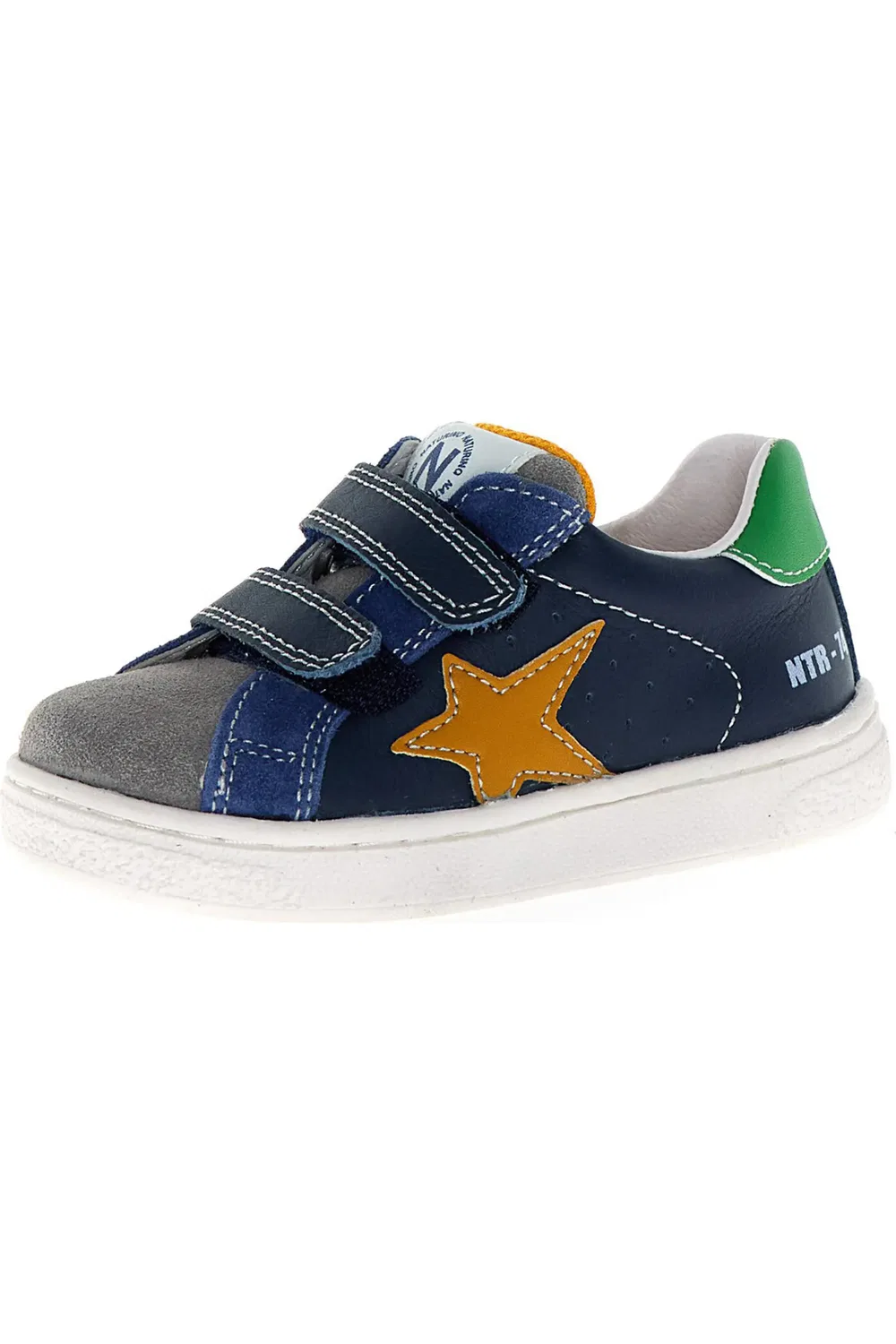 Детские кеды на плоской подошве Pinn Naturino, Grey-Navy-Azure