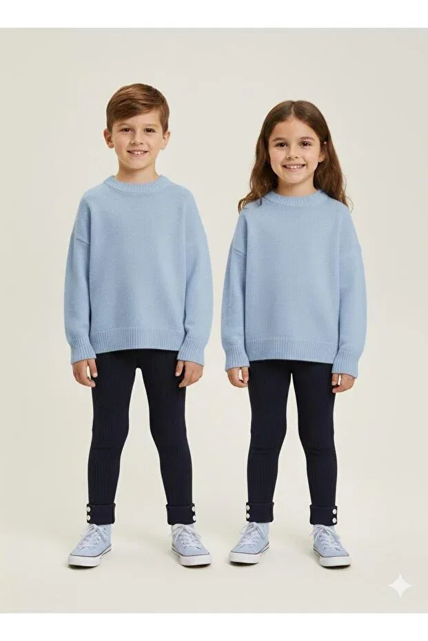 Детские леггинсы для девочек с пуговицами Meriç Bebe, Navy Blue — фото 4