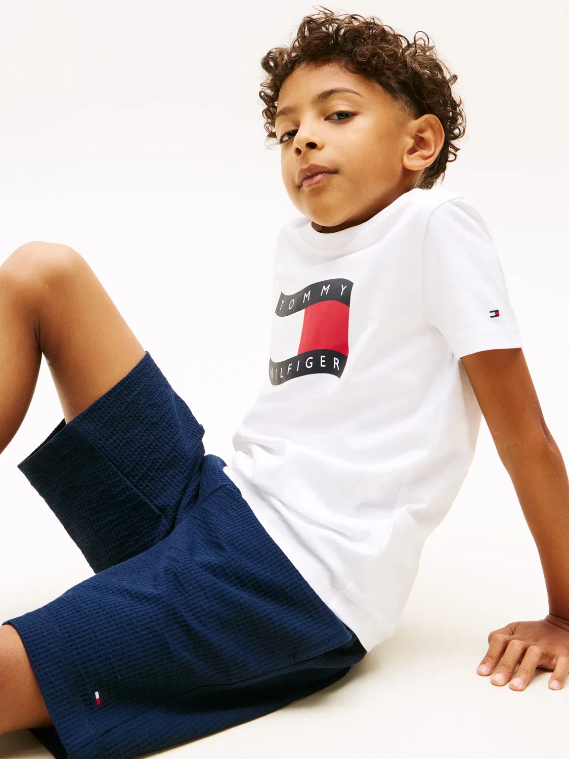 Детские шорты для мальчиков из ткани с текстурой с завязкой Tommy Hilfiger, Azul — фото 3
