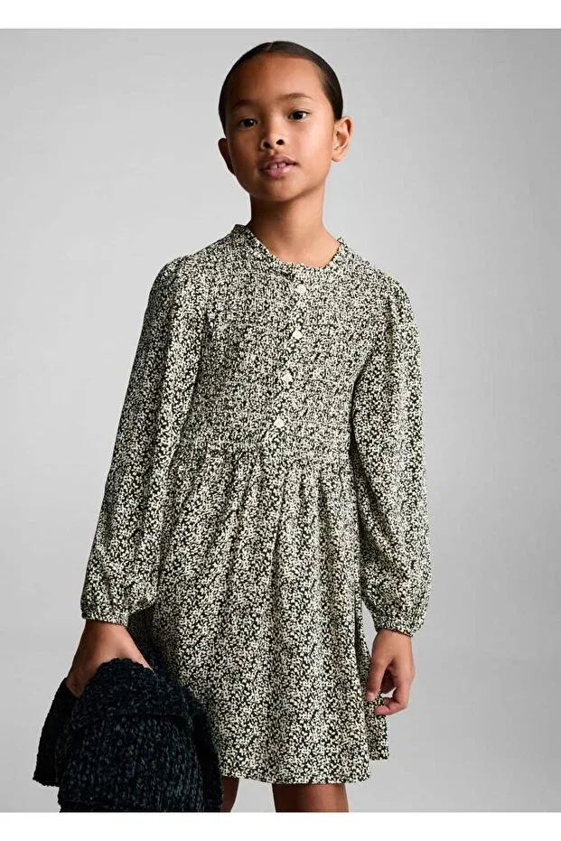 Детское платье для девочек с принтом Mango Kids, Khaki Color