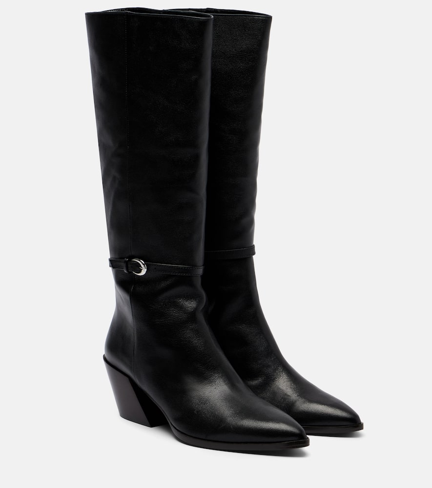 Оксфордовые кожаные ботинки до колена Staud, Black