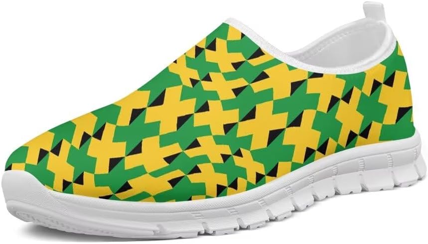 

Кроссовки Forchrinse Green Hummingbird с ямайским флагом для женщин на скользящей подошве, мужские прогулочные кроссовки, легкие лоферы с поддержкой свода стопы, дышащие, Jamaican Flag