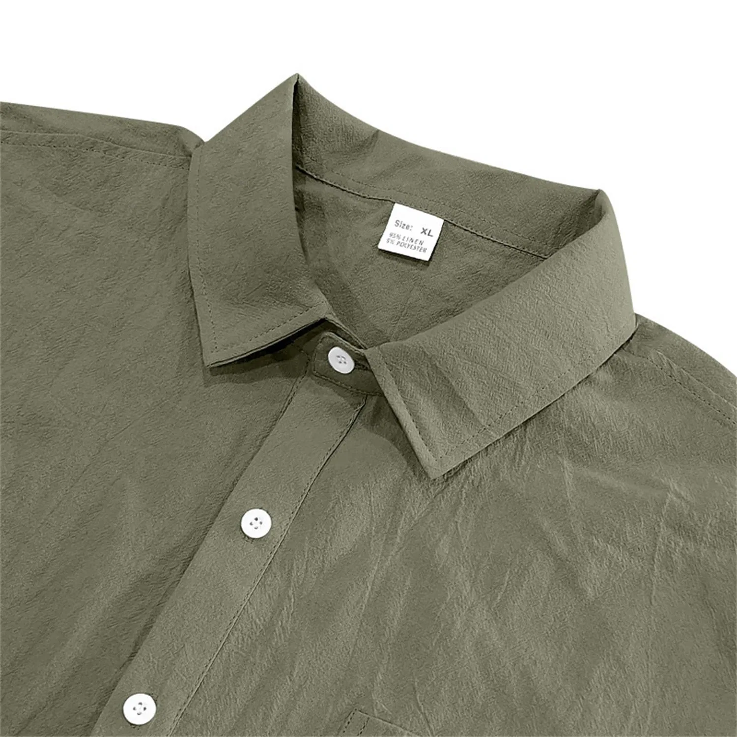 Мужская рубашка с коротким рукавом из льняной смеси, Green — фото 3