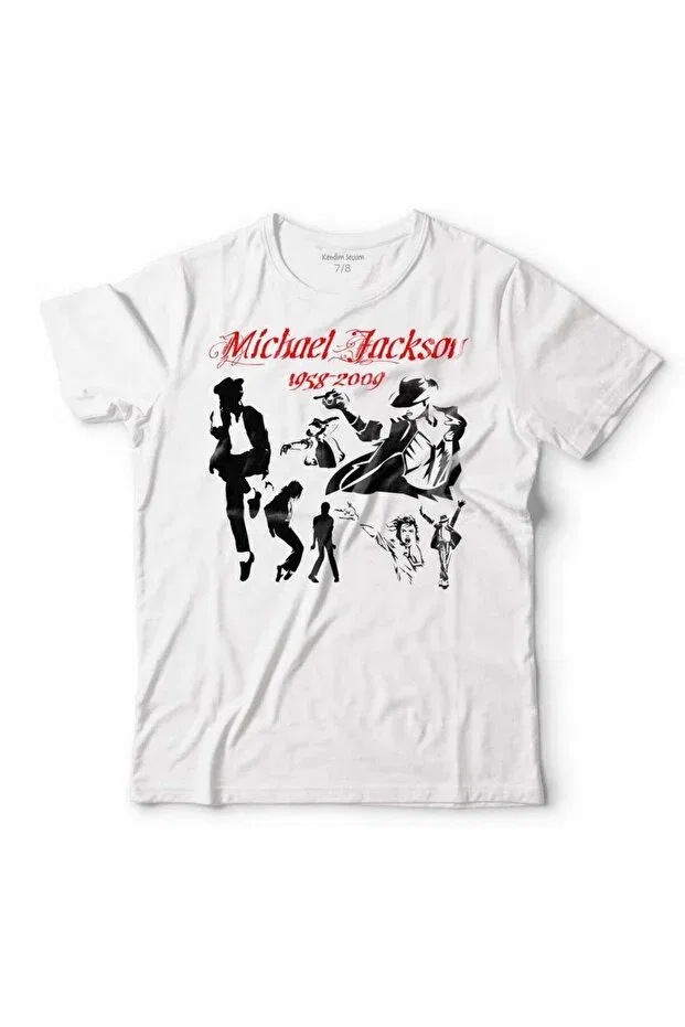 Детская футболка для девочек с принтом Michael Jackson Silhouette Kendim Seçtim, White