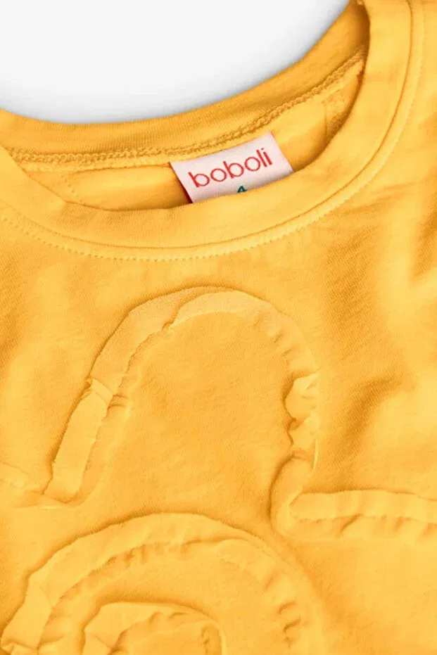 Детская футболка для девочек с вышивкой цветов Boboli, Yellow — фото 3
