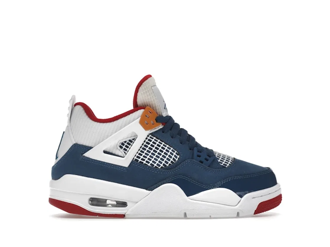Детские кроссовки Lifestyle с принтом Jordan 4 Retro, French Blue/White/Gym Red/Pearl White