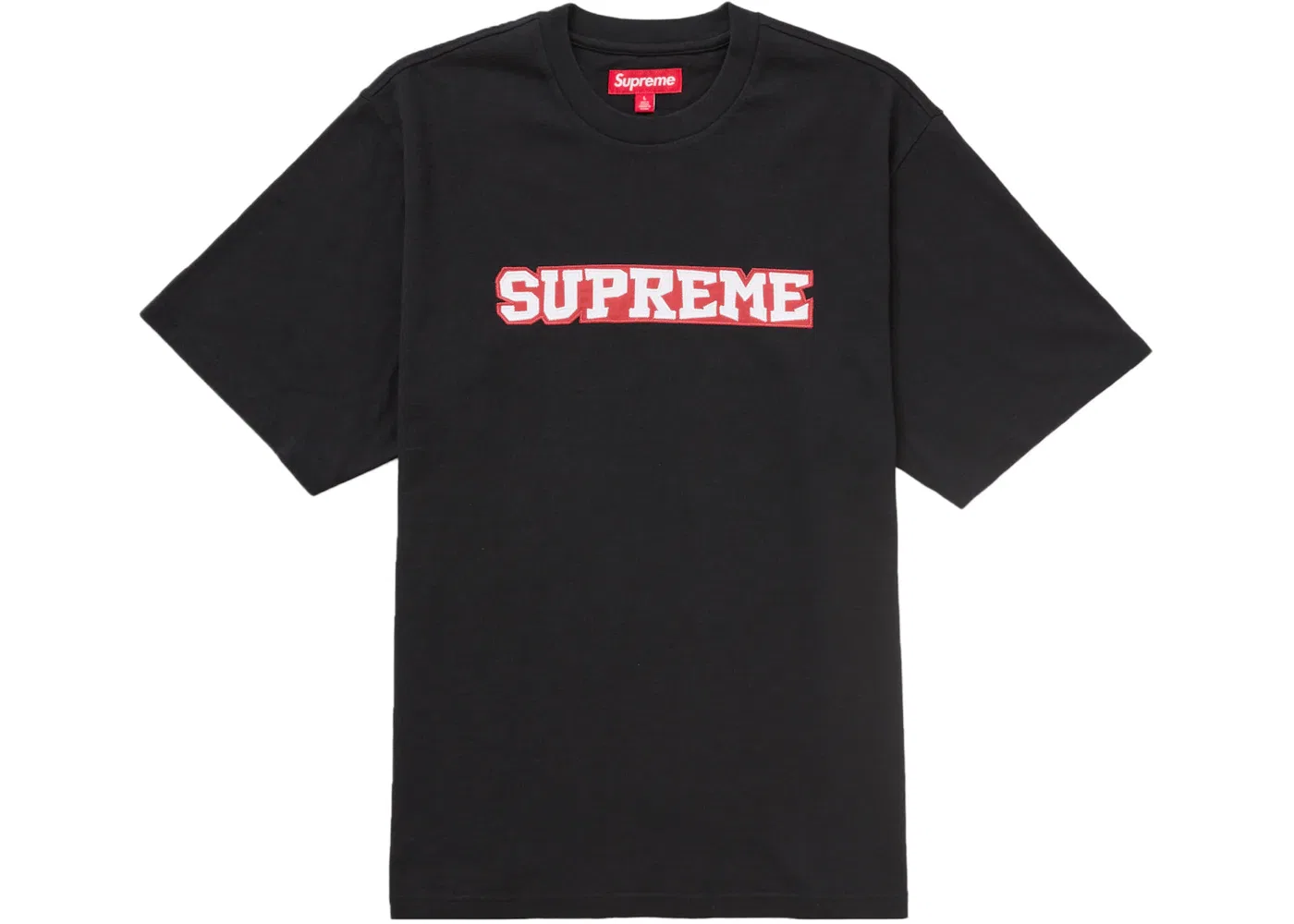 Мужская футболка с сатиновой аппликацией Supreme Top, Black