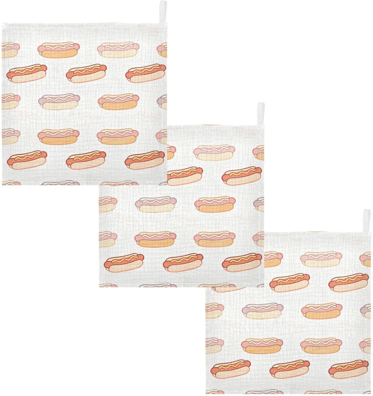 Марлевая салфетка для лица Hot Dog Pattern, GuoChe, 4 слоя, 30x30 см — фото 2