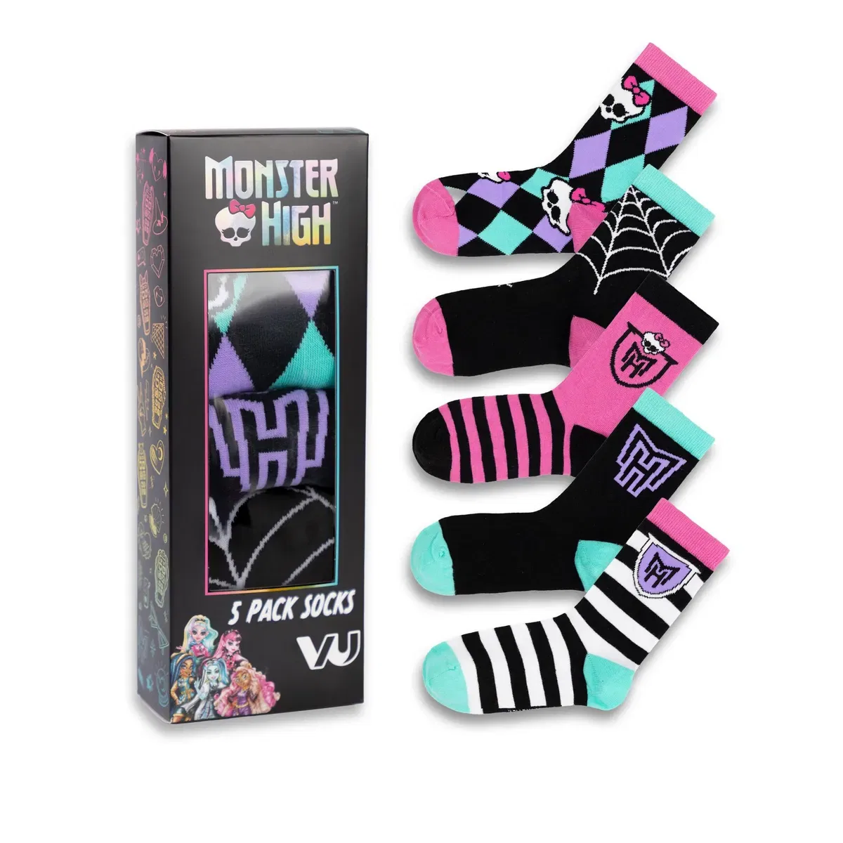 Детские носки с принтом Skulls and Stripes Monster High, Multi