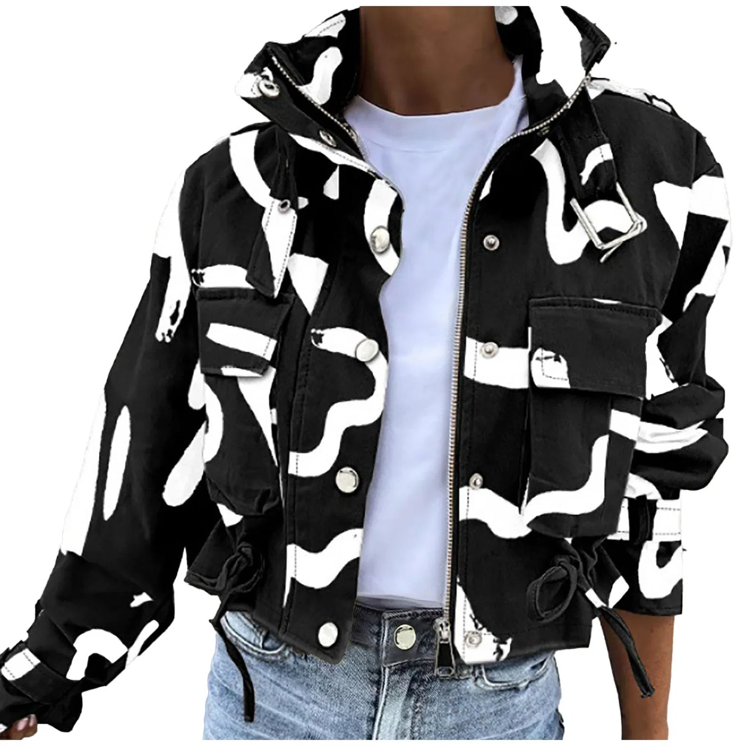 Женское зимнее пальто с принтом Reversible Down Jacket, White