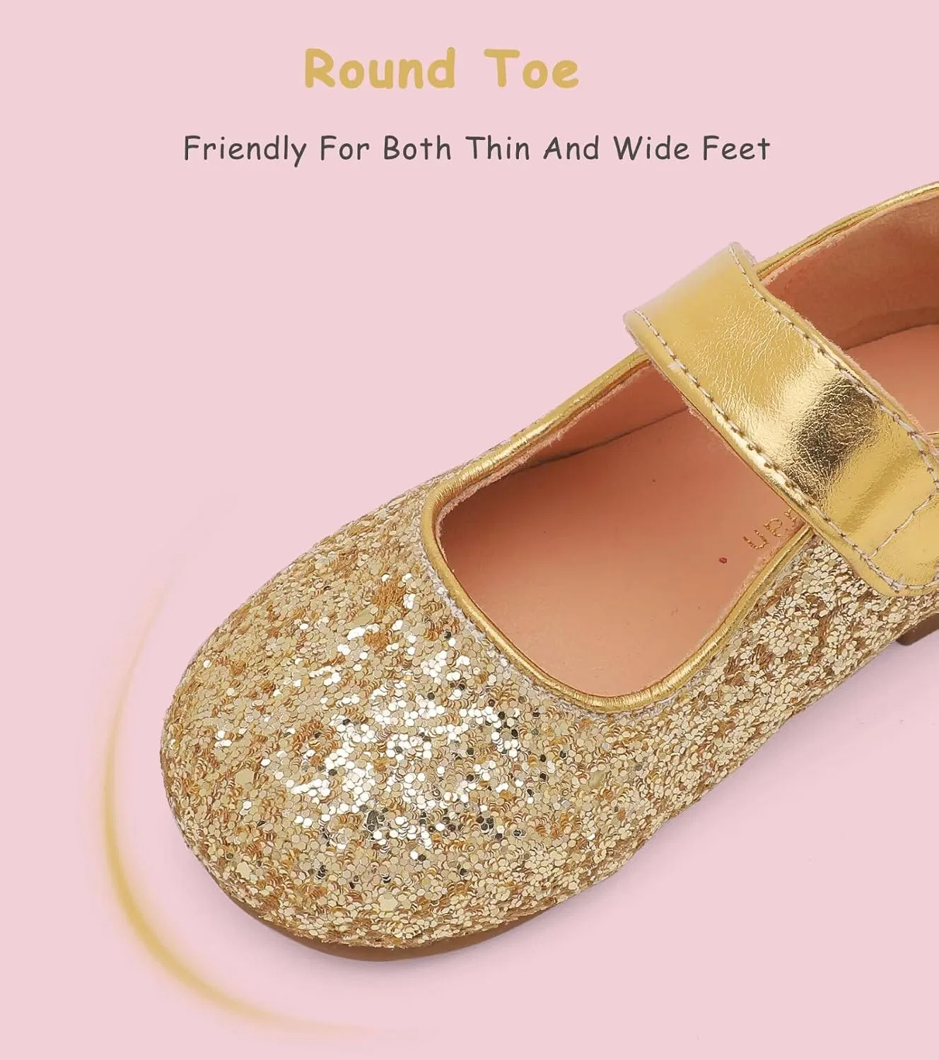 Детские туфли Мэри Джейн для девочек Flower Girl Dress Shoes Mary Janes Flat Nedaan, Gold — фото 2