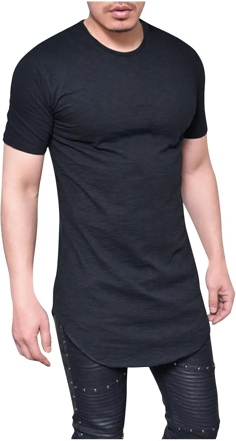 Мужская футболка с изогнутым низом Slimming Fit, Black
