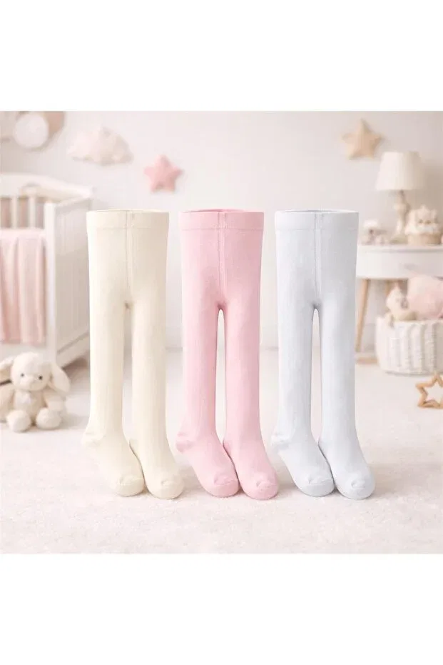 Детские колготки для девочек хлопковые 3-Pack Yetiş, Multicolor — фото 2