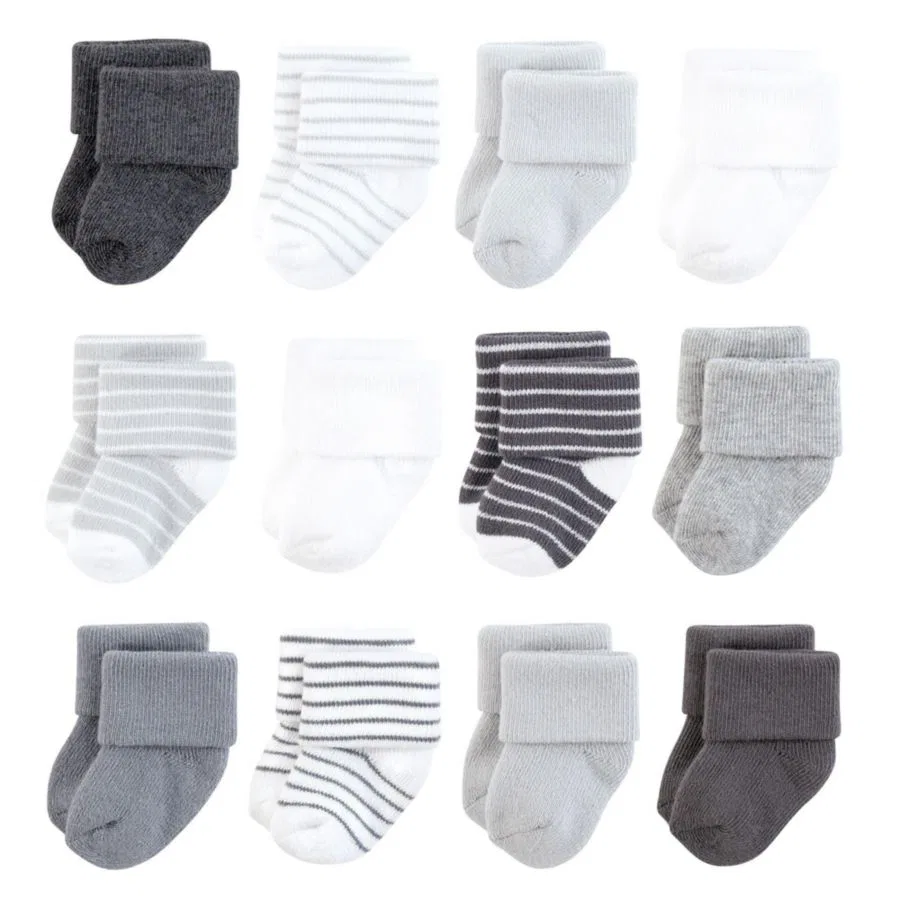 Комплект детских носков с хлопком, 12 пар Hudson Baby, Gray White Stripe