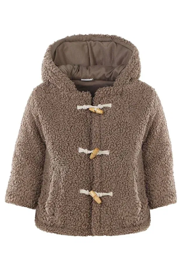 Детское пальто для девочек с капюшоном Shepherd button Civil Baby, Brown — фото 2