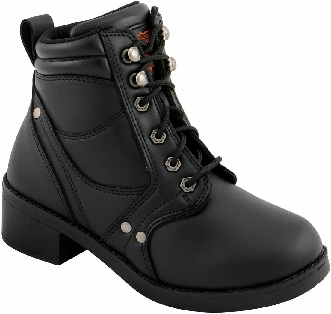 Детские ботинки на шнуровке с боковой молнией Milwaukee Leather MBK9265, Black — фото 3