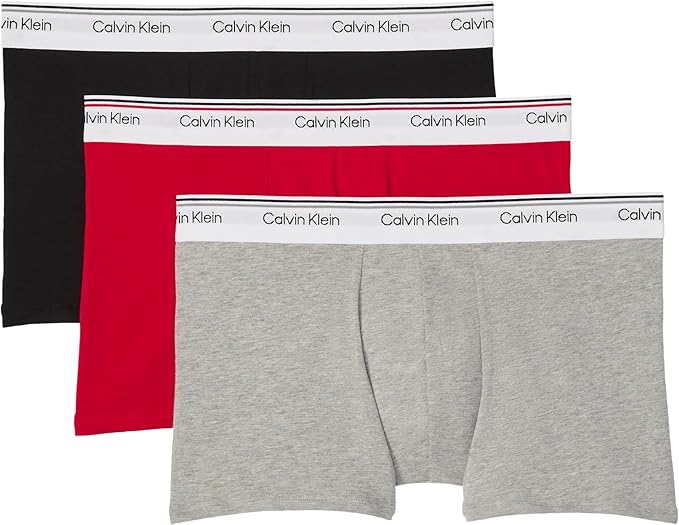 Комплект трусов Calvin Klein Boxer Logo Band, 3 предмета, серый/черный/красный
