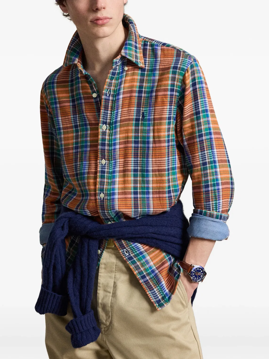 Рубашка Custom Fit в клетку Polo Ralph Lauren, оранжевый — фото 3