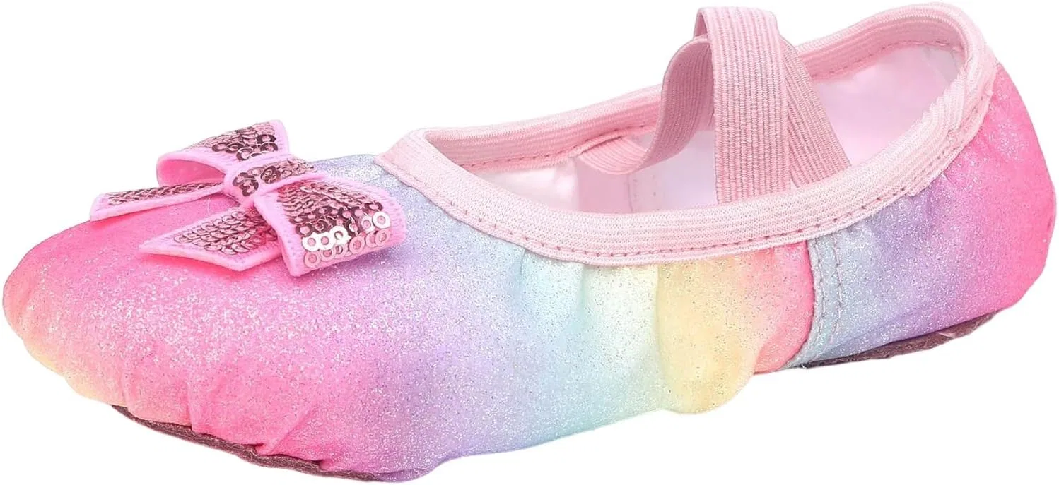 Детские балетки с блестками для девочек с эластичными шнурками, Pink