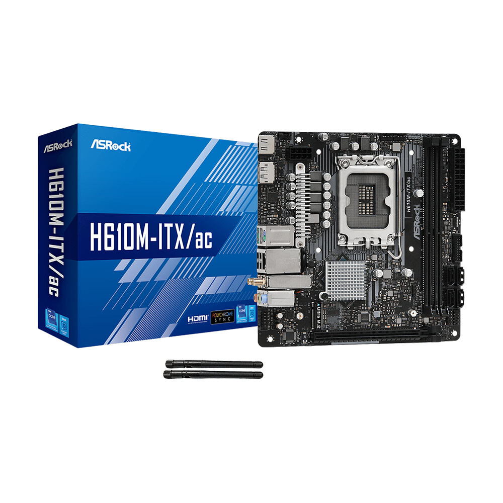 

Материнская плата ASRock H610M-ITX/ac, LGA1700, DDR4, Wi-Fi