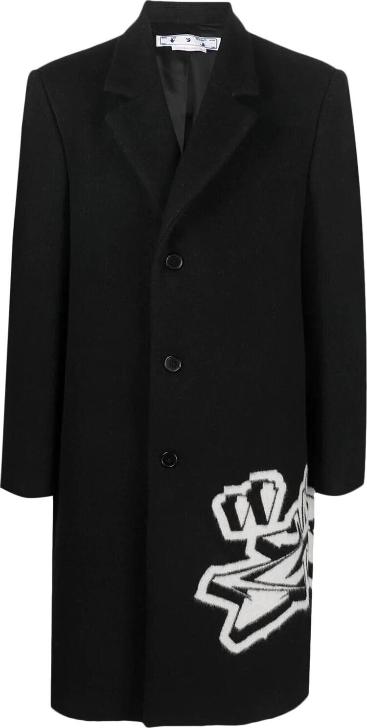 

Пальто Off-White Graffiti Wool Skate Long Coat 'Black/White', черный