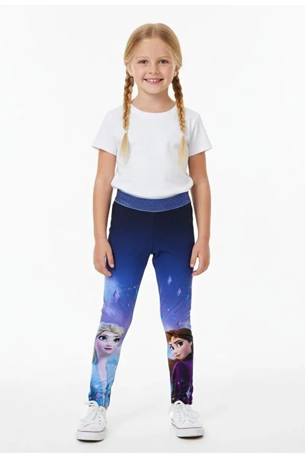 Детские леггинсы для девочек с принтом Elsa children's leggings Seabubbles, Purple