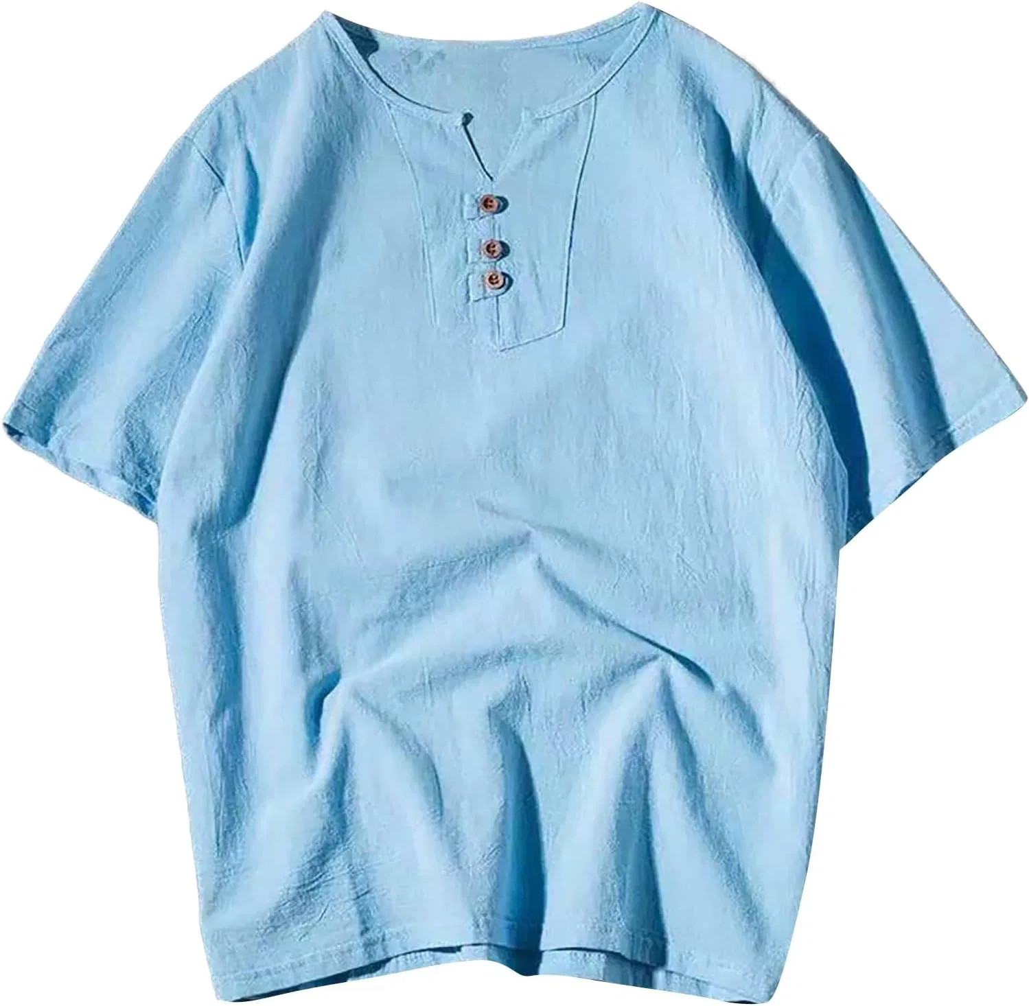 Мужская хлопковая футболка-поло Henley с V-образным вырезом Regular-Fit, Blue