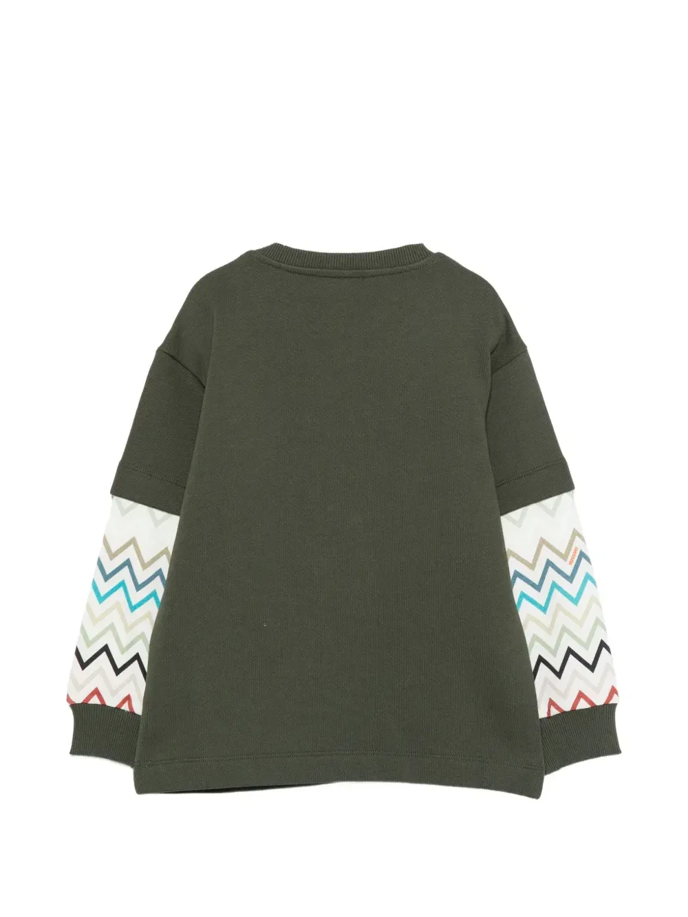 Хлопковая толстовка с вышитым логотипом и принтом зигзаг Missoni Kids, зеленый — фото 2