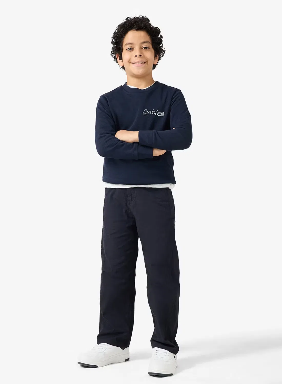 Свитшот с круглым выворотом Jjyuki Jack & Jones Junior, небесно-голубой — фото 4