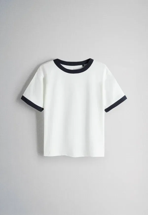 Футболка с принтом, 3 штуки, хлопок, Regular fit - 3 pack oversized short sleeve contrast trim t-shirts, The Set, синий, navy, белый — фото 4