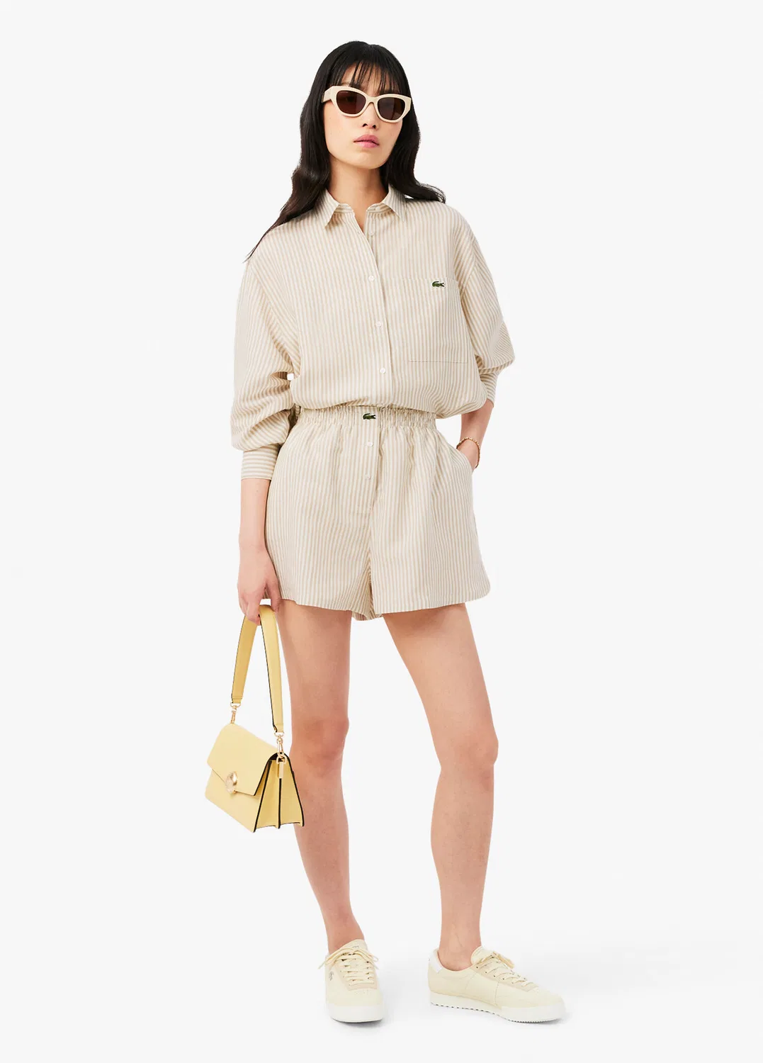 Шорты Lacoste Oversize Fit, кремовые — фото 4