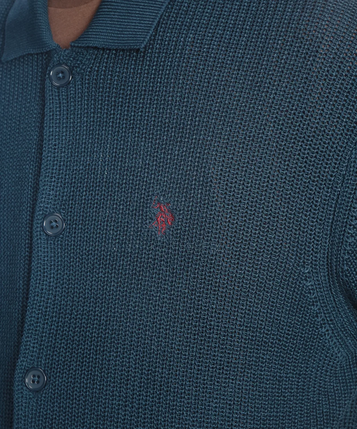 Женский/мужской кардиган с коротким рукавом, с логотипом, модель PLM62403 U.S. POLO ASSN., Navy — фото 4