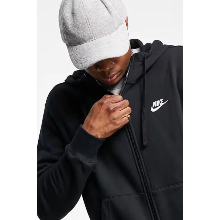 Худи Nike Sportswear Club Full Zip с капюшоном, Черный — фото 2