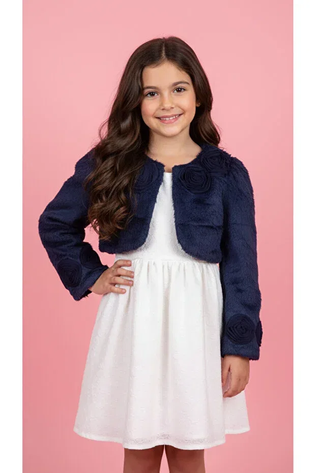 Детское пальто для девочек с мехом Jolanda, Navy Blue