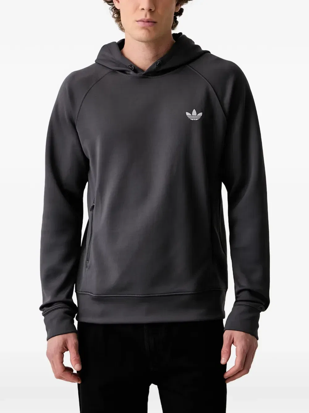 Толстовка с капюшоном и рукавами реглан с логотипом adidas, серый