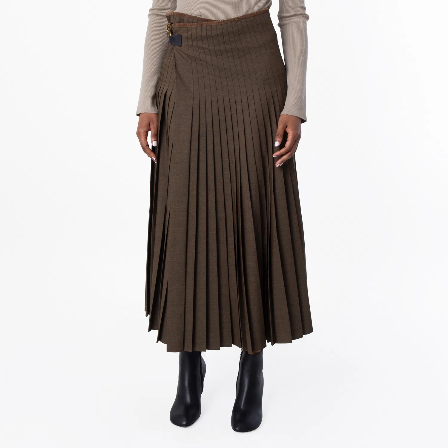 Юбка-килт макси из шерсти и мохера Wool Mohair Maxi Kilt Burberry, Kindle Melange