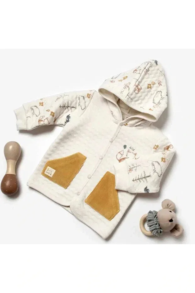 Детский кардиган для девочек с принтом Bibaby wild forest baby cardigan 61512 Generic Brands, Nude Color — фото 3