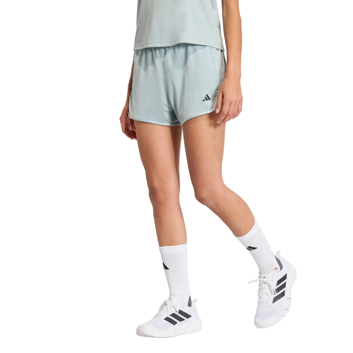 Женские высокие шорты свободного кроя Adidas Pacer Essentials Knit, зеленый — фото 2